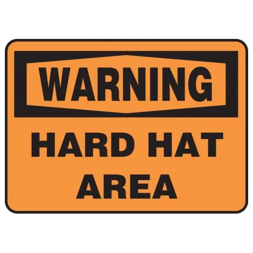 Accuform MPPE318VP 7"" x 10"" OSHA Warning Safety Sign: Hard Hat Area, Plastic