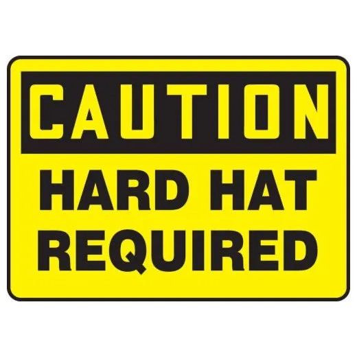Accuform MPPE404XP 7"" x 10"" OSHA Caution Safety Sign: Hard Hat Required, Accu-Shield