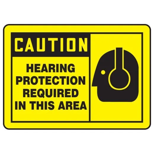 Accuform MPPE410VA 7"" x 10"" OSHA Caution Safety Sign: Hearing Protection Required In This Area, Aluminum
