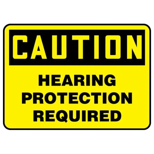 Accuform MPPE427XL 14"" x 20"" OSHA Caution Safety Sign: Hearing Protection Required, Aluma-Lite