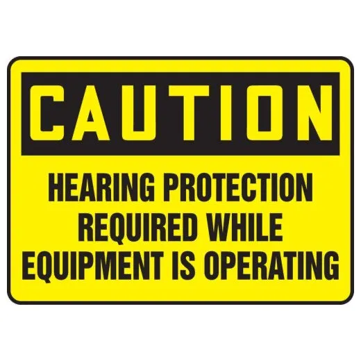 Accuform MPPE431VA 7"" x 10"" OSHA Caution Safety Sign: Hearing Protection Required While Equipment Is Operating, Aluminum
