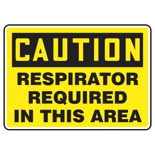 Accuform MPPE442XT 14"" x 20"" OSHA Caution Safety Sign: Respirators Required In This Area, Dura-Plastic