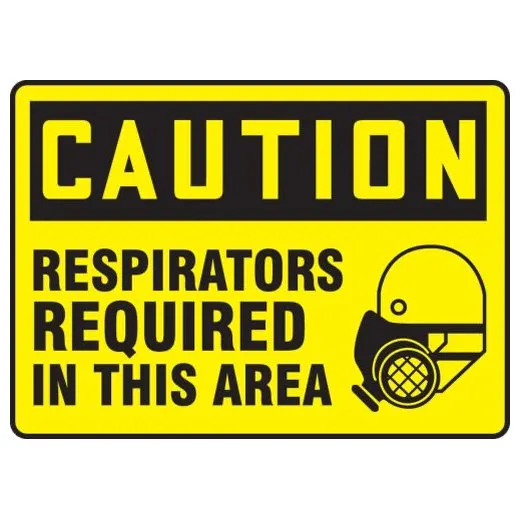 Accuform MPPE465VP 7"" x 10"" OSHA Caution Safety Sign: Respirators Required In This Area, Plastic