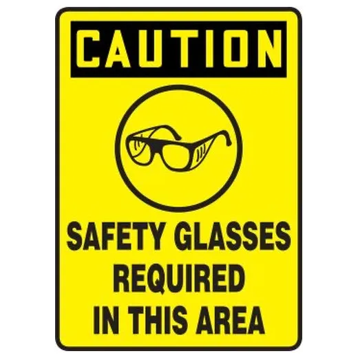 Accuform MPPE466VA 10"" x 7"" OSHA Caution Safety Sign: Safety Glasses Required In This Area, Aluminum
