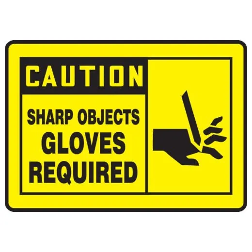 Accuform MPPE468XP 10"" x 14"" OSHA Caution Safety Sign: Sharp Objects, Accu-Shield