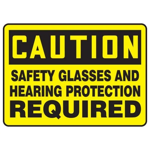 Accuform MPPE634VS 10"" x 14"" OSHA Caution Safety Sign: Safety Glasses and Hearing Protection Required