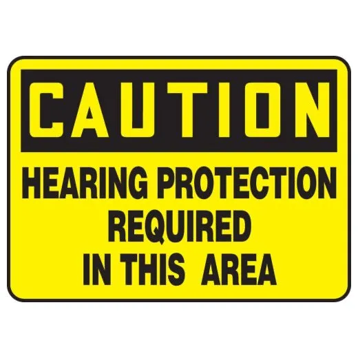 Accuform MPPE675VA 7"" x 10"" OSHA Caution Safety Sign: Hearing Protection Required In This Area, Aluminum