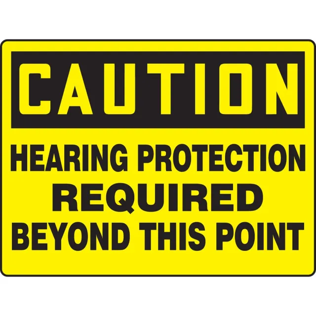 Accuform MPPE745VP 7"" x 10"" Really BIGSigns OSHA Caution Safety Sign: Hearing Protection Required Beyond This Point, Plastic