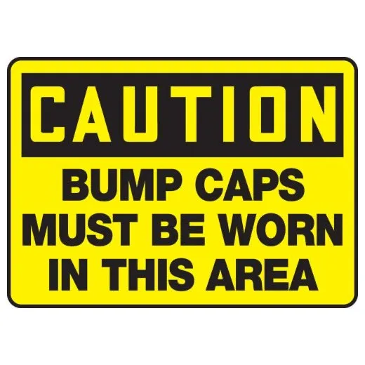 Accuform MPPE760XP 10"" x 14"" OSHA Caution Safety Sign: Bump Caps Must Be Worn In This Area, Accu-Shield