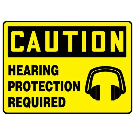 Accuform MPPE776XL 7"" x 10"" OSHA Caution Safety Sign: Hearing Protection Required, Aluma-Lite