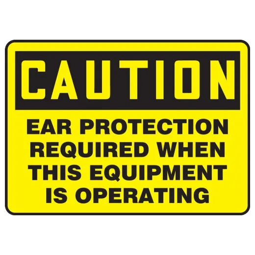Accuform MPPE778VS 7"" x 10"" OSHA Caution Safety Sign: Ear Protection Required When This Equipment Is Operating, Adhesive Vinyl