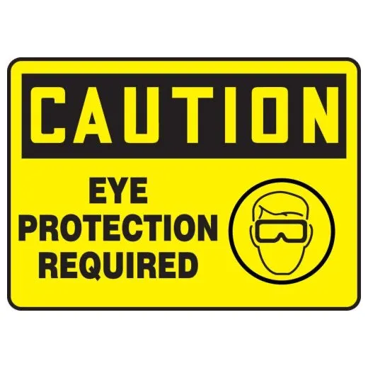 Accuform MPPE795XV 7"" x 10"" OSHA Caution Safety Sign: Eye Protection Required, Adhesive Dura-Vinyl