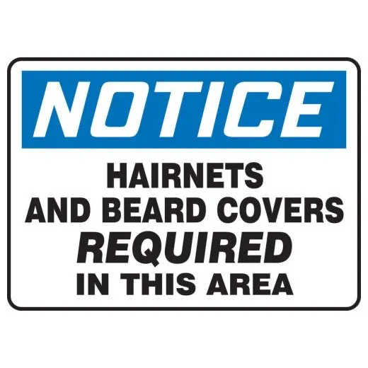 Accuform MPPE842VA OSHA Notice Sign: Hairnets & Beard Covers Required