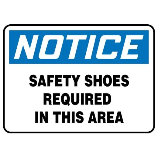 Accuform MPPE863XV 7"" x 10"" OSHA Notice Safety Sign: Safety Shoes Required In This Area, Adhesive Dura-Vinyl