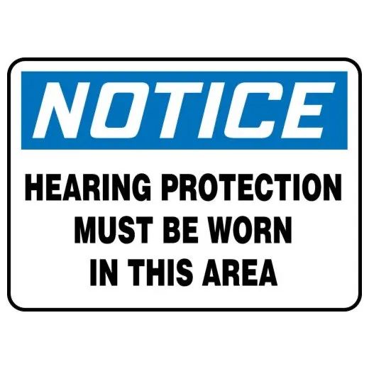 Accuform MPPE865XT 14"" x 20"" OSHA Notice Safety Sign: Hearing Protection Must Be Worn In This Area, Dura-Plastic