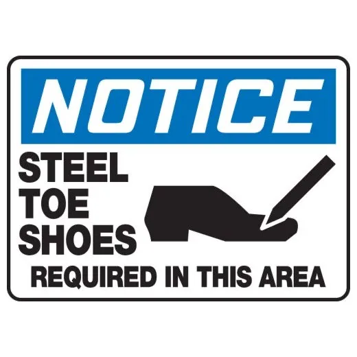 Accuform MPPE883XP 7"" x 10"" OSHA Notice Safety Sign: Steel Toe Shoes Required, Accu-Shield