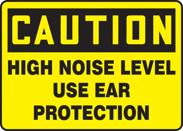 Accuform MPPE942VP 7"" x 10"" OSHA Caution Safety Sign: High Noise Level - Use Ear Protection