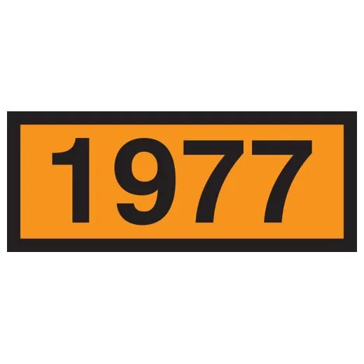 Accuform MPR613VS 6.3"" x 15.7"" Orange 4-Digit Panel: 1977 (Nitrogen, refrigerated liquid), Adhesive Vinyl