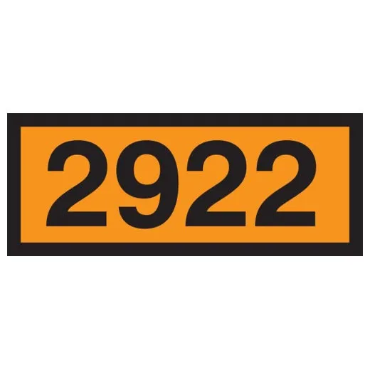 Accuform MPR621VP 6.3"" x 15.7"" Orange 4-Digit Panel: 2922 (Corrosive Liquid, Toxic), Plastic