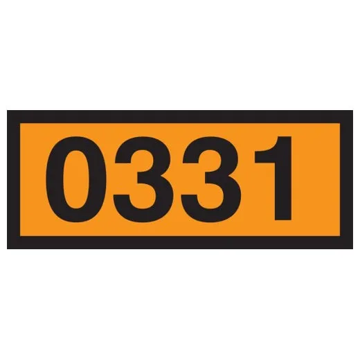 Accuform MPR642VP 6.3"" x 15.7"" Orange 4-Digit Panel: 0331 (Explosives, Blasting, Type E), Plastic