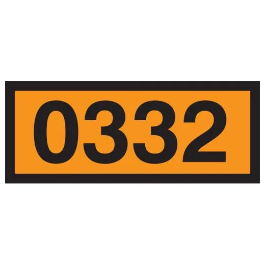 Accuform MPR646MG 6.3"" x 15.7"" Orange 4-Digit Panel: 0332 (Explosives, Blasting, Type B), Magnetic Vinyl