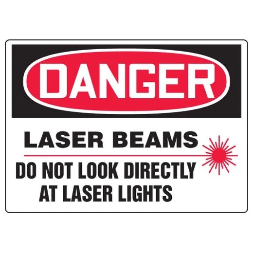 Accuform MRAD111XP 7"" x 10"" OSHA Danger Safety Sign: Laser Beams - Do Not Look Directly At Laser Lights, Accu-Shield