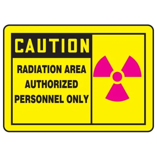 Accuform MRAD632VA 7"" x 10"" OSHA Caution Safety Sign: Radiation Area - Authorized Personnel Only, Aluminum