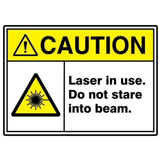 Accuform MRAD685XV 7"" x 10"" ANSI ISO Caution Safety Sign: Laser In Use - Do Not Stare Into Beam., Adhesive Dura-Vinyl