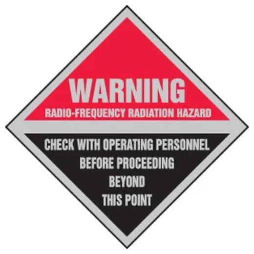 Accuform MRFQ504XP 9"" x 9"" Warning Safety Sign: Radio-Frequency Radiation Hazard - Check With Operating Personnel Before Proceeding Beyond This Point, Accu-Shield
