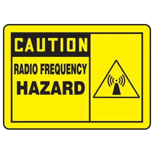 Accuform MRFQ601VA 7"" x 10"" OSHA Caution Safety Sign: Radio Frequency Hazard, Aluminum