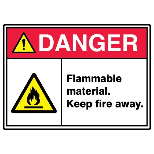 Accuform MRHL009VS 7"" x 10"" ANSI ISO Danger Safety Sign: Flammable Material - Keep Fire Away., Adhesive Vinyl