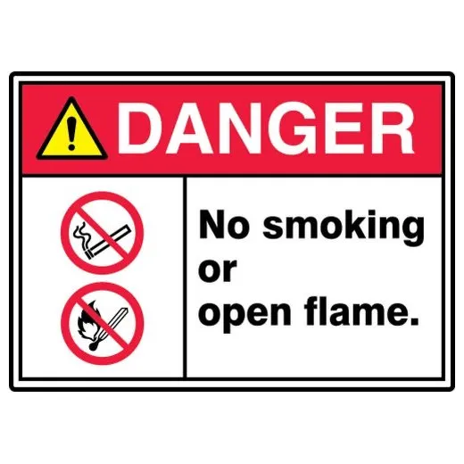 Accuform MRMK009XP 7"" x 10"" ANSI ISO Danger Safety Sign: No Smoking Or Open Flame., Accu-Shield