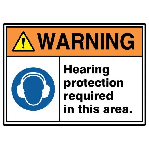 Accuform MRPE312XP 7"" x 10"" ANSI ISO Warning Safety Signs: Hearing Protection Required In This Area., Accu-Shield