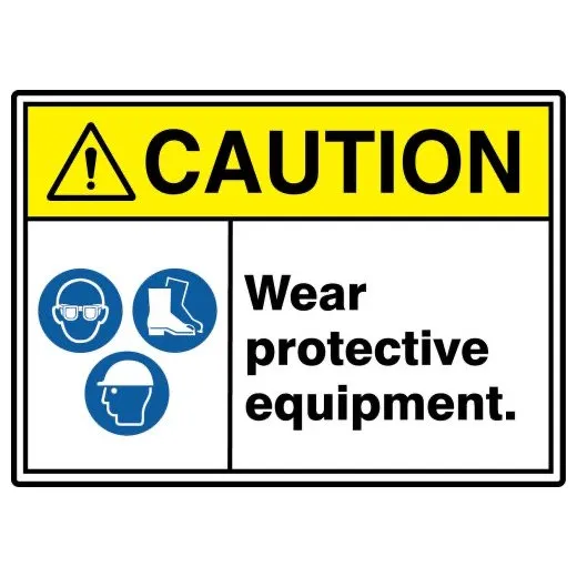 Accuform MRPE648XL 7"" x 10"" ANSI ISO Caution Safety Sign: Wear Protective Equipment., Aluma-Lite