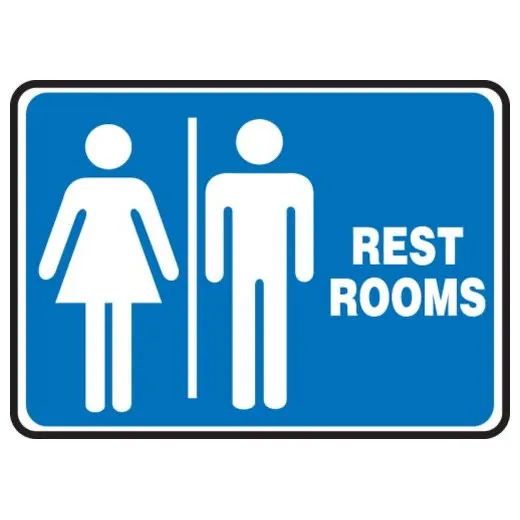 Accuform MRST563VS 7"" x 10"" Safety Sign: (Graphic) Restrooms, Adhesive Vinyl