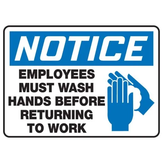 Accuform MRST811XP 7"" x 10"" OSHA Notice Safety Sign: Employees Must Wash Hands Before Returning To Work, Accu-Shield