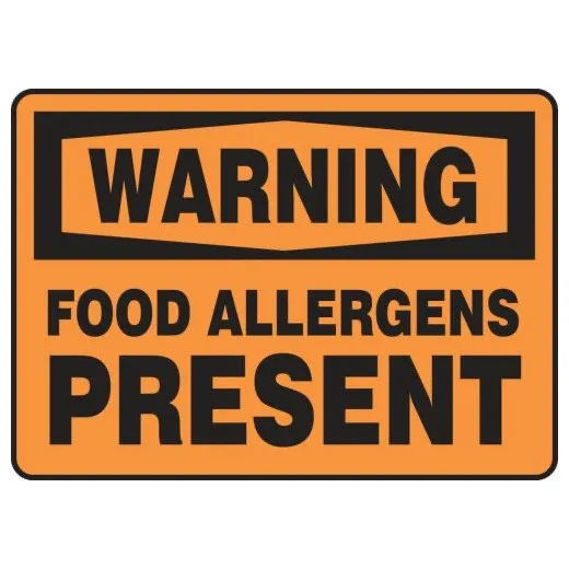 Accuform MSFA301XP 7"" x 10"" OSHA Warning Safety Sign: Food Allergens Present, Accu-Shield