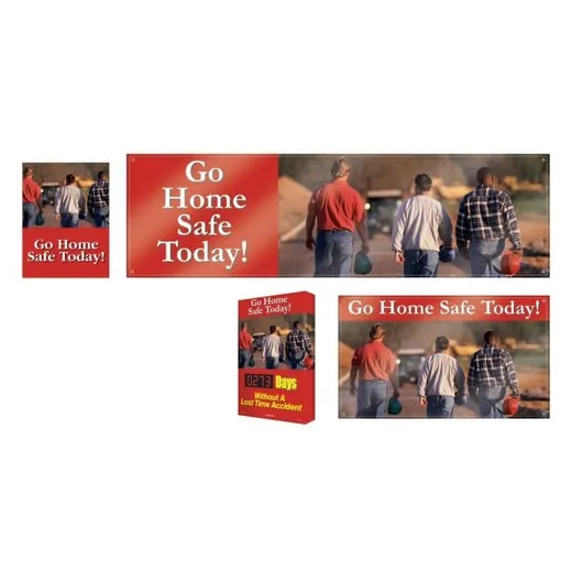 Accuform MSK404 4"" x 4"" Safety Campaign Kits: Go Home Safe Today, Adhesive Coated Paper