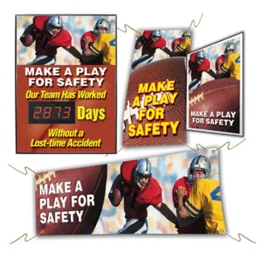 Accuform MSK418 4"" x 4"" Safety Campaign Kits: Make A Play For Safety, Adhesive Coated Paper