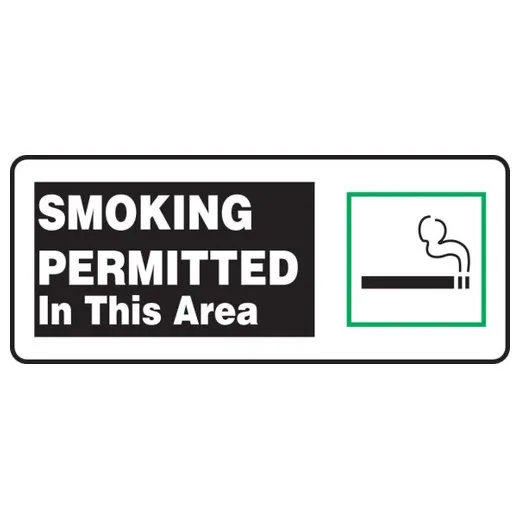 Accuform MSMG525VA 7"" x 17"" Safety Sign: Smoking Permitted in This Area