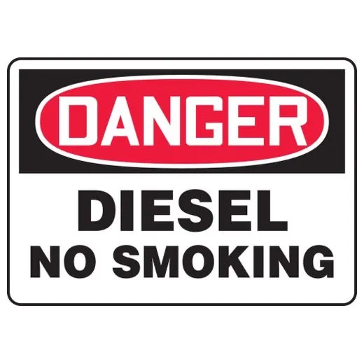 Accuform MSMK252VS 7"" x 10"" OSHA Danger Safety Sign: Diesel - No Smoking, Adhesive Vinyl