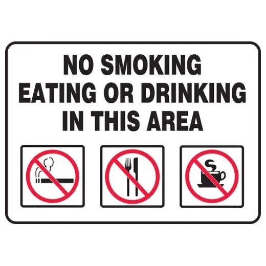 Accuform MSMK409XL 7"" x 10"" Safety Sign: No Smoking Eating Or Drinking In This Area, Aluma-Lite
