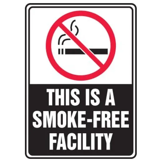 Accuform MSMK522XL 7"" x 5"" Safety Sign: (Graphic) This Is A Smoke-Free Facility, Aluma-Lite