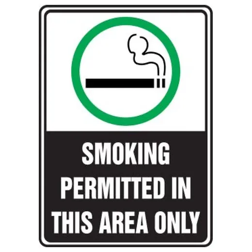 Accuform MSMK537XT 7"" x 5"" Safety Sign: Smoking Permitted In This Area Only, Dura-Plastic