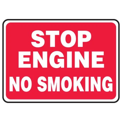 Accuform MSMK999VP 7"" x 10"" Safety Sign: Stop Engine - No Smoking Plastic