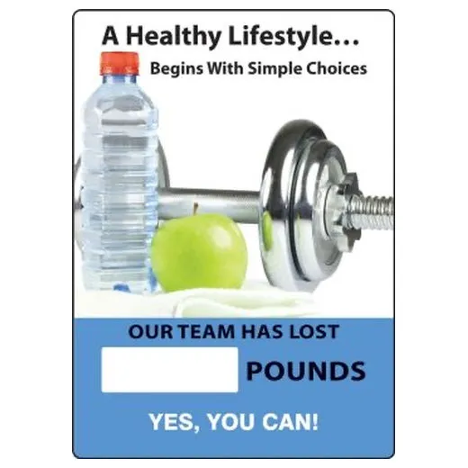 Accuform MSR832PL 20"" x 14"" WorkHealthy Write-A-Day ScoreBoard: A Healthy Lifestyle Begins with Simple Choices - Our Team Has Lost _ Pounds
