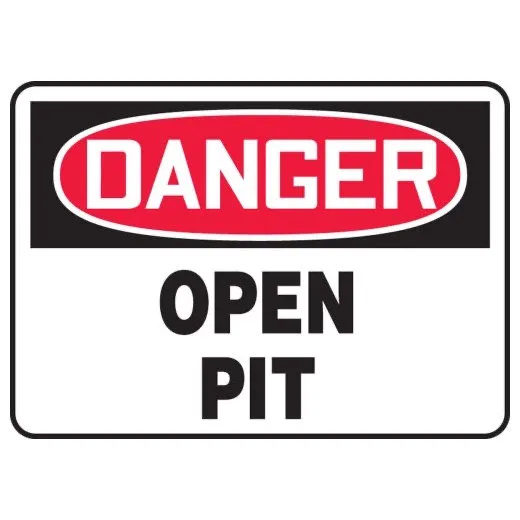 Accuform MSTF201XP 7"" x 10"" OSHA Danger Safety Sign: Open Pit Accu-Shield