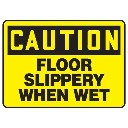 Accuform MSTF611VS 7"" x 10"" OSHA Caution Safety Sign: Floor Slippery When Wet Adhesive Vinyl