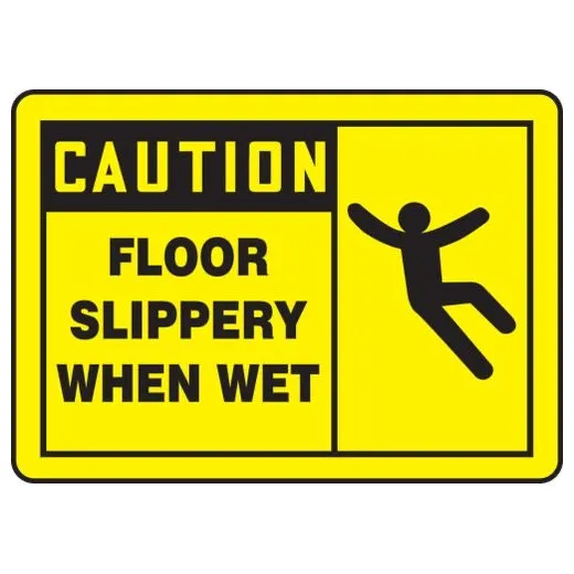 Accuform MSTF622VP 7"" x 10"" OSHA Caution Safety Sign: Floor Slippery When Wet Plastic