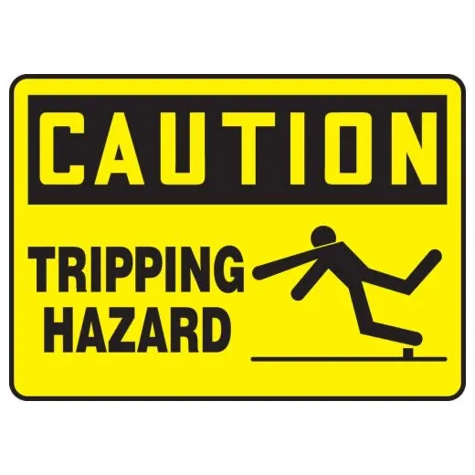 Accuform MSTF637XT 7"" x 10"" OSHA Caution Safety Sign: Tripping Hazard Dura-Plastic